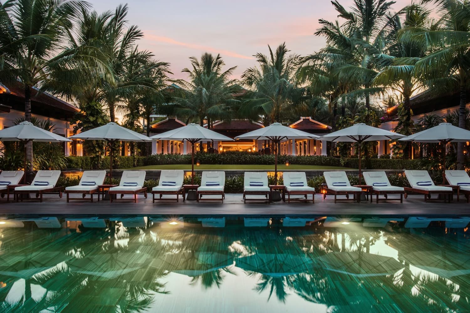The pool at dusk